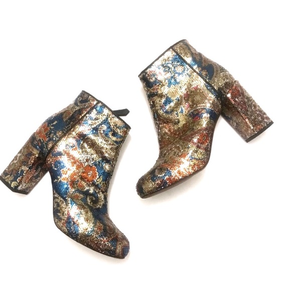 Carven Shoes - Carven Gold Sequin Ankle Chelsea Style Boot Size 8